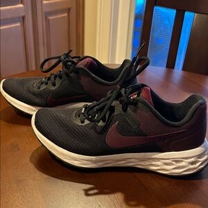 Nike Black and Burgundy Sneakers
